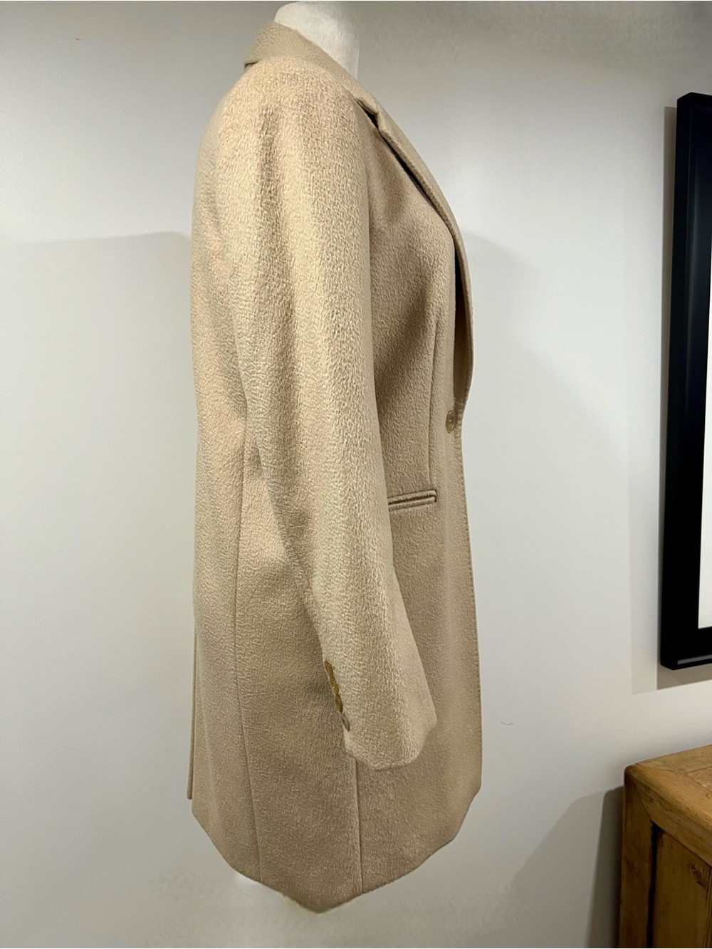 MaxMara Beige Single-Breasted Wool-Blend Blazer Coat
